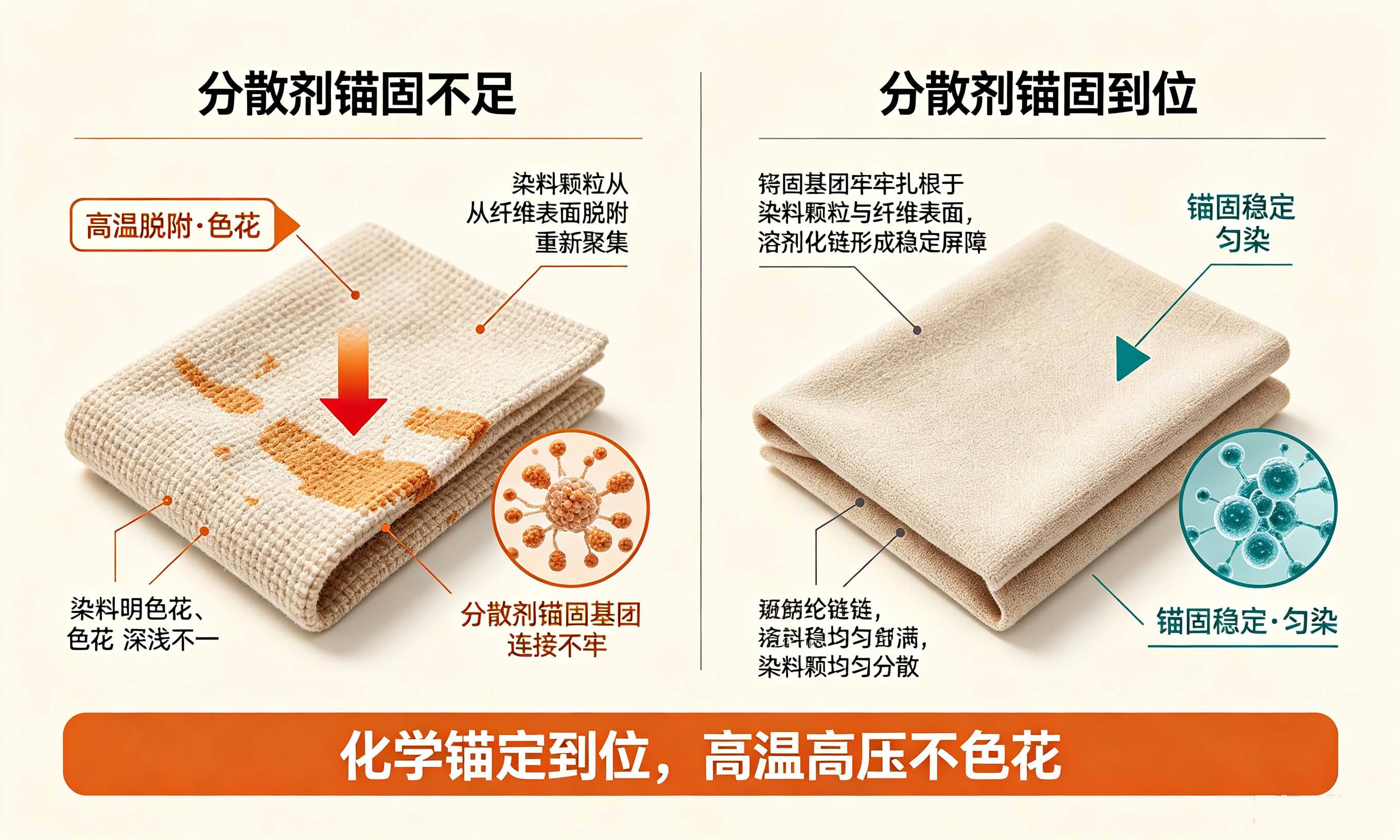涤纶高温高压染色色花与均匀效果对比