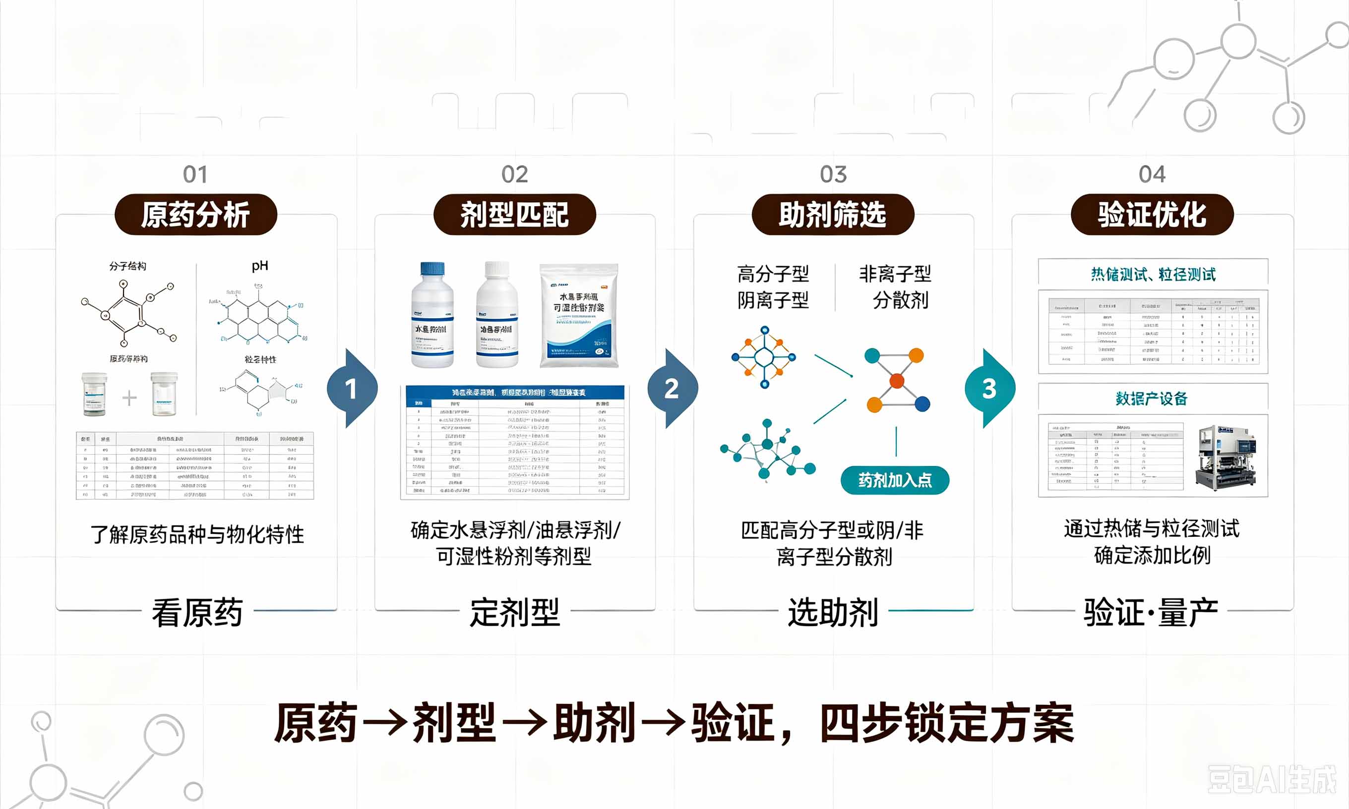 农药分散剂厂家选型适配四步流程：原药剂型助剂验证