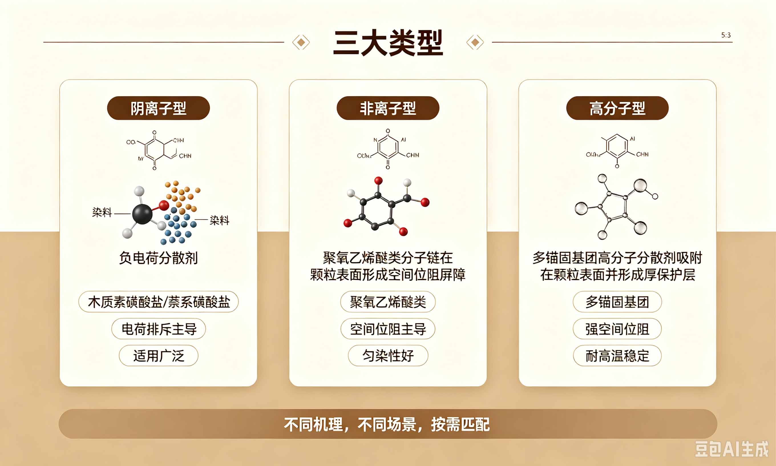 阴离子型非离子型高分子型三种分散剂特点对比