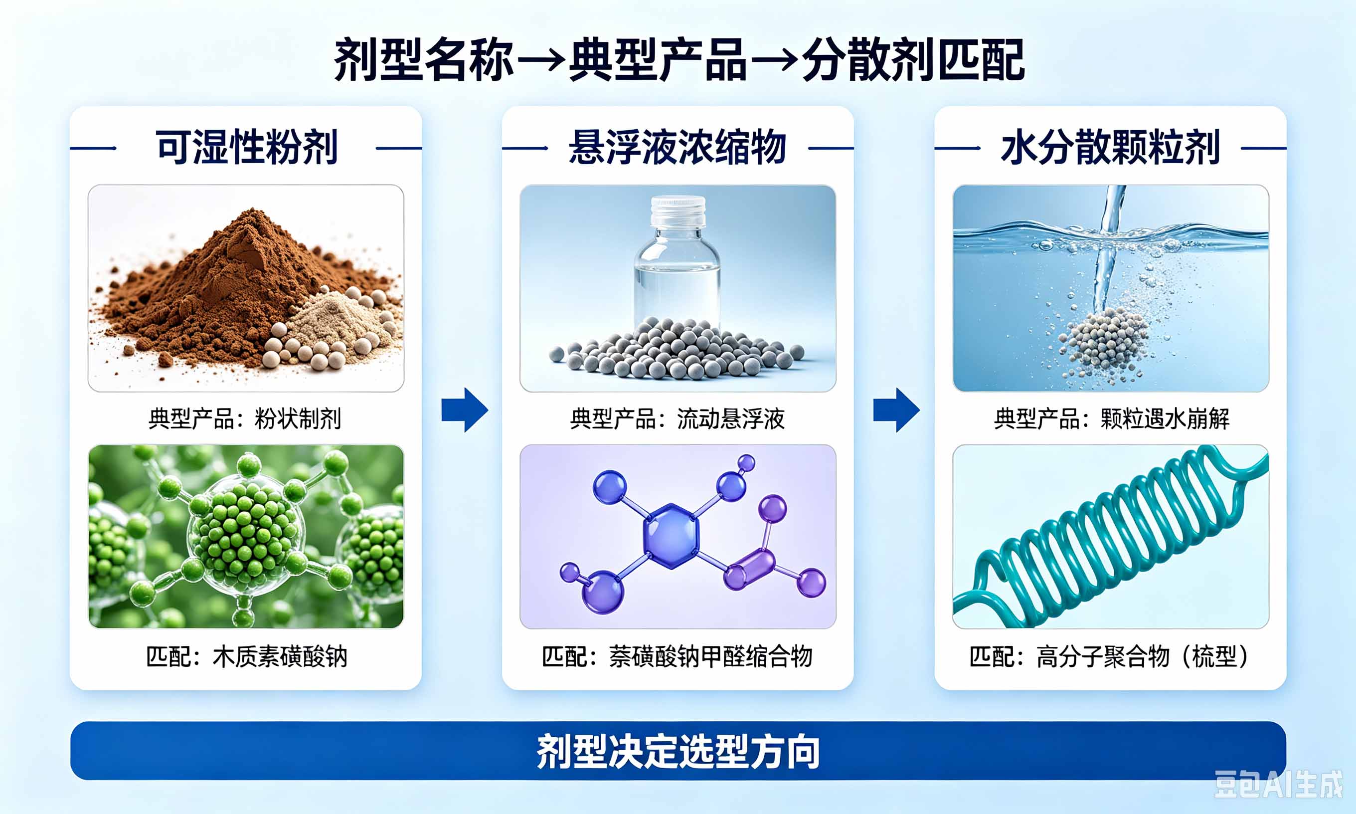 农业分散剂在可湿性粉剂悬浮液浓缩物水分散颗粒剂中的应用匹配