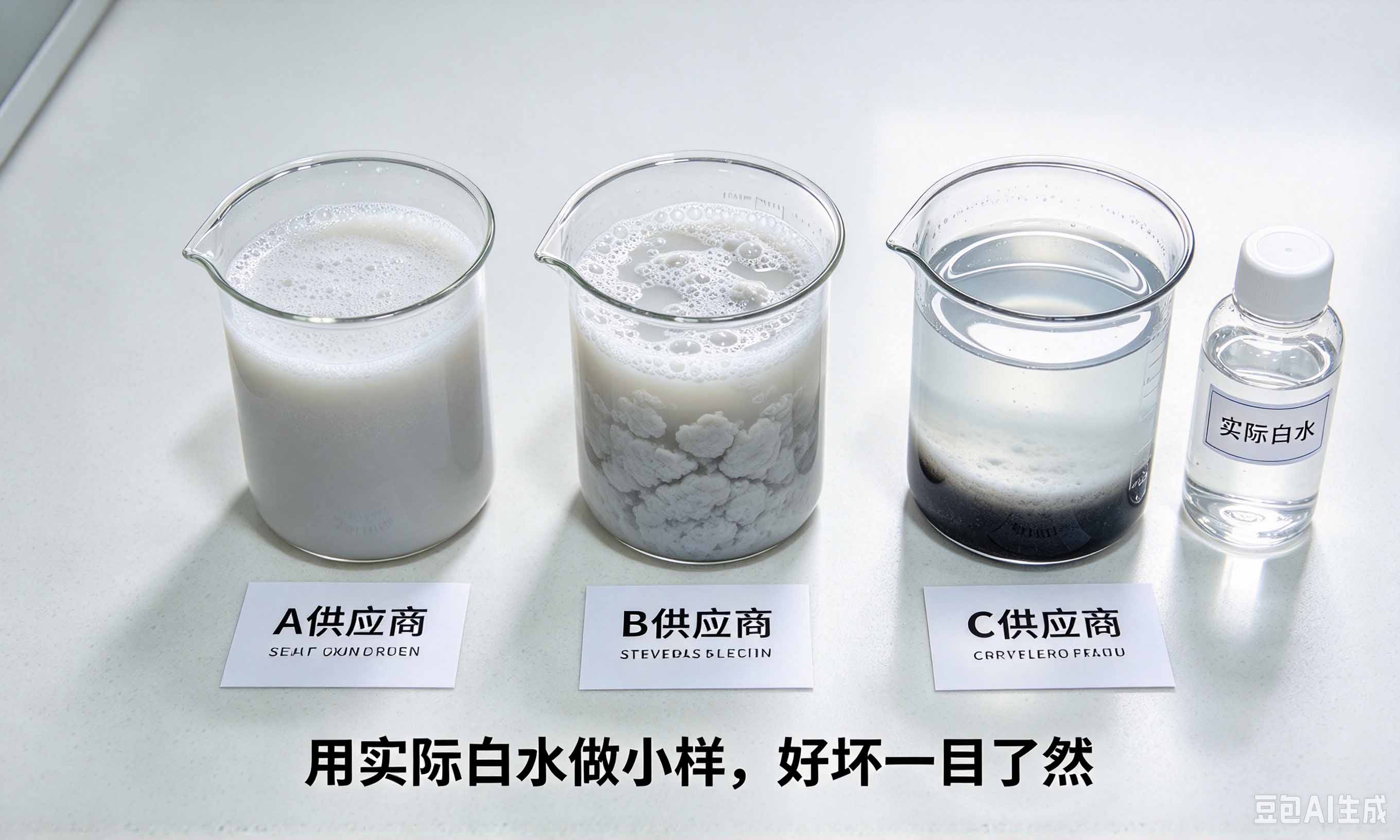 造纸分散剂白水小样试验对比