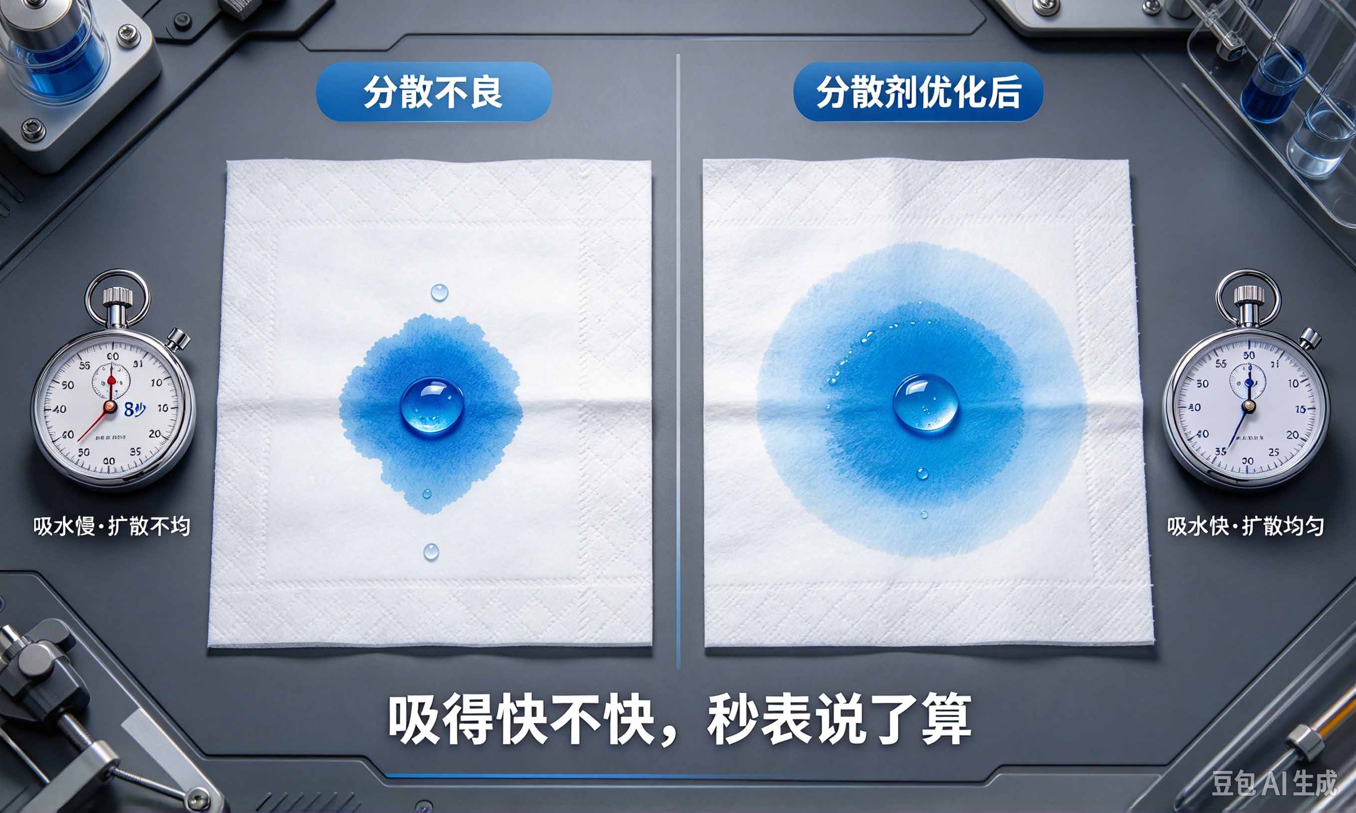 卫生纸分散剂吸水速度对比