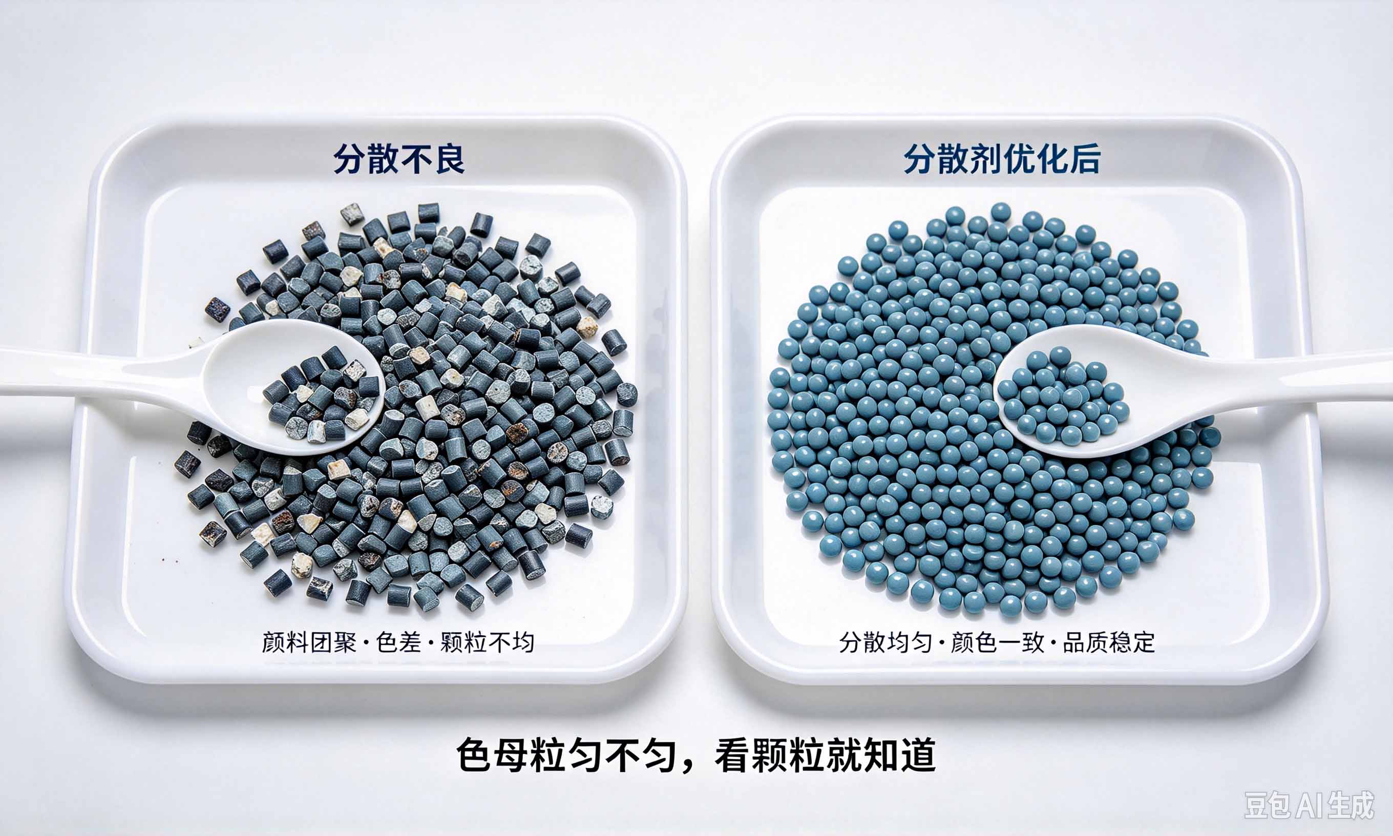 PVC用分散剂色母粒颗粒对比