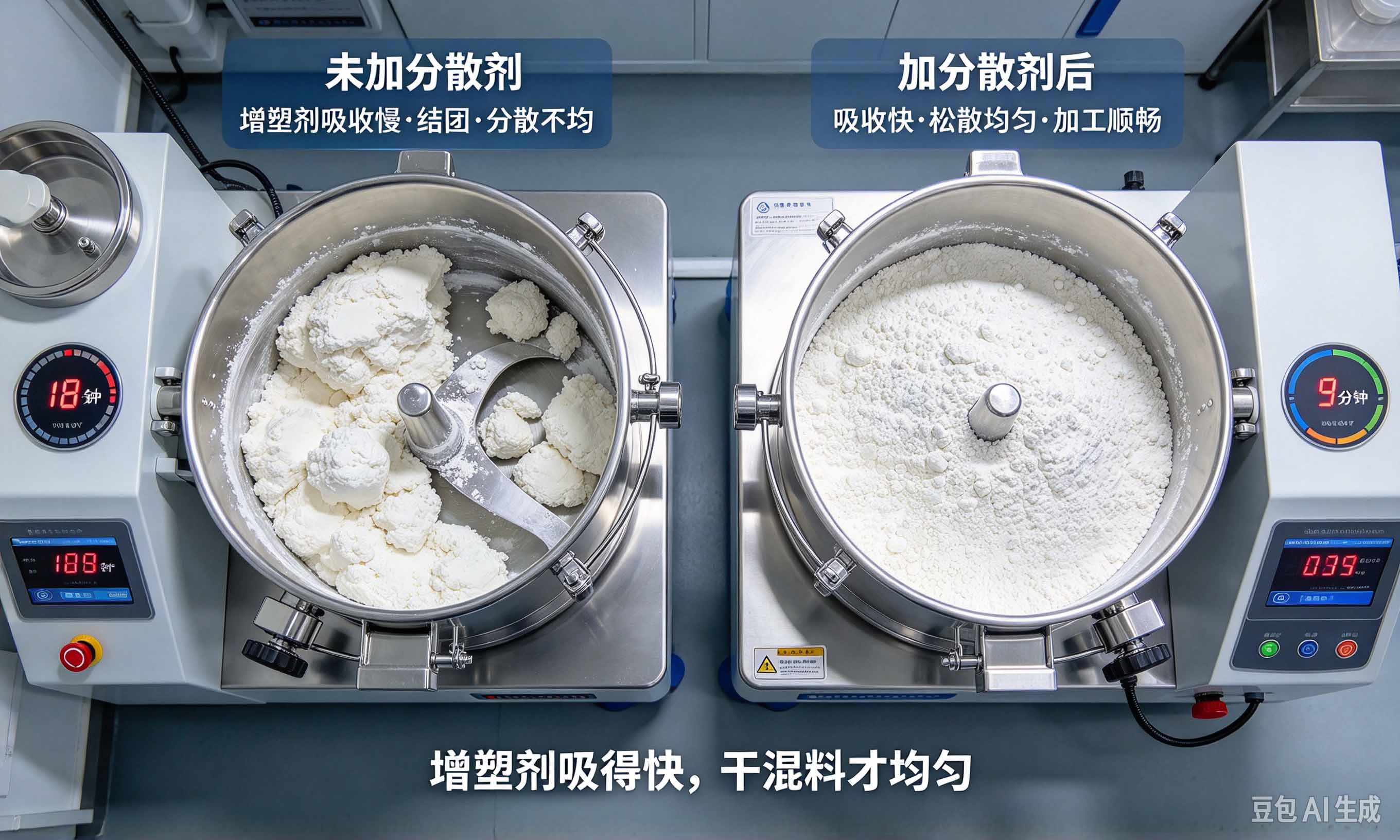 PVC用分散剂增塑剂吸收干混料对比