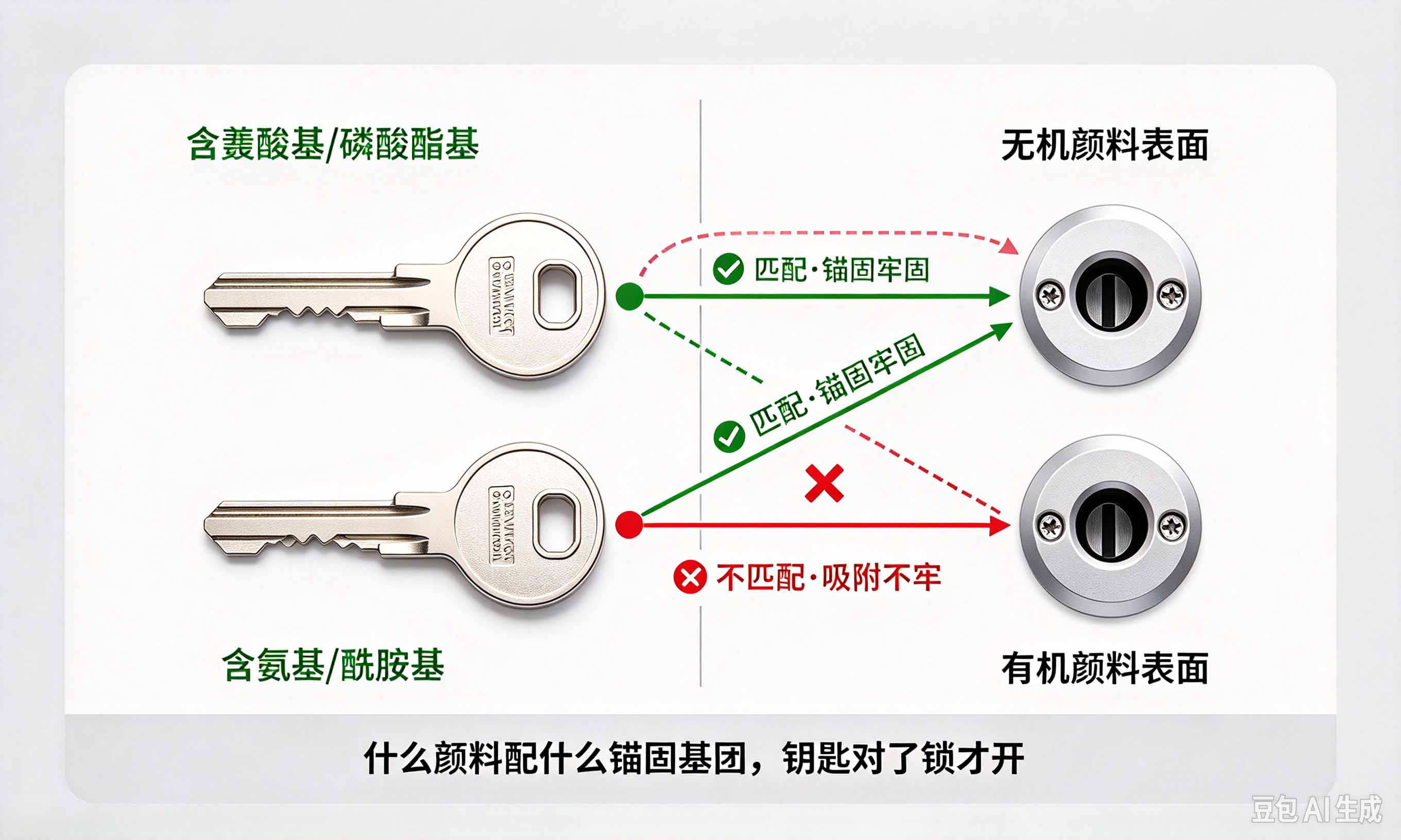 塑料分散剂锚固基团配对示意