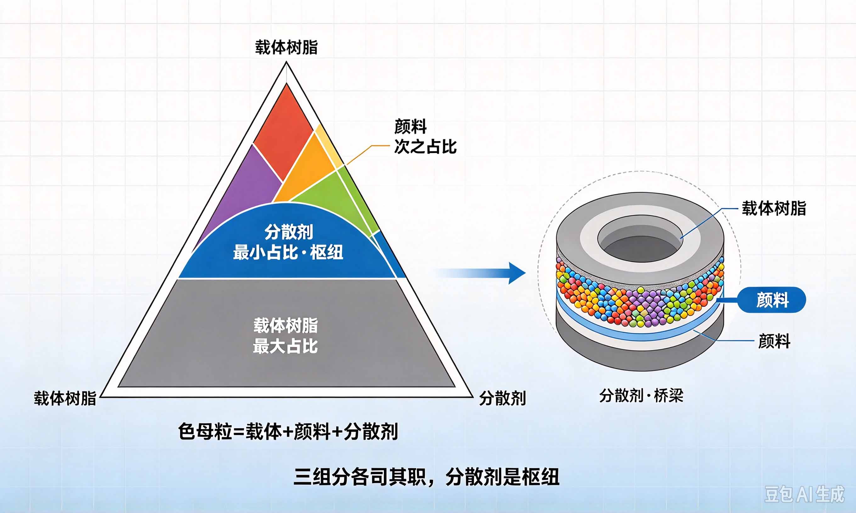 色母分散剂三组分关系示意