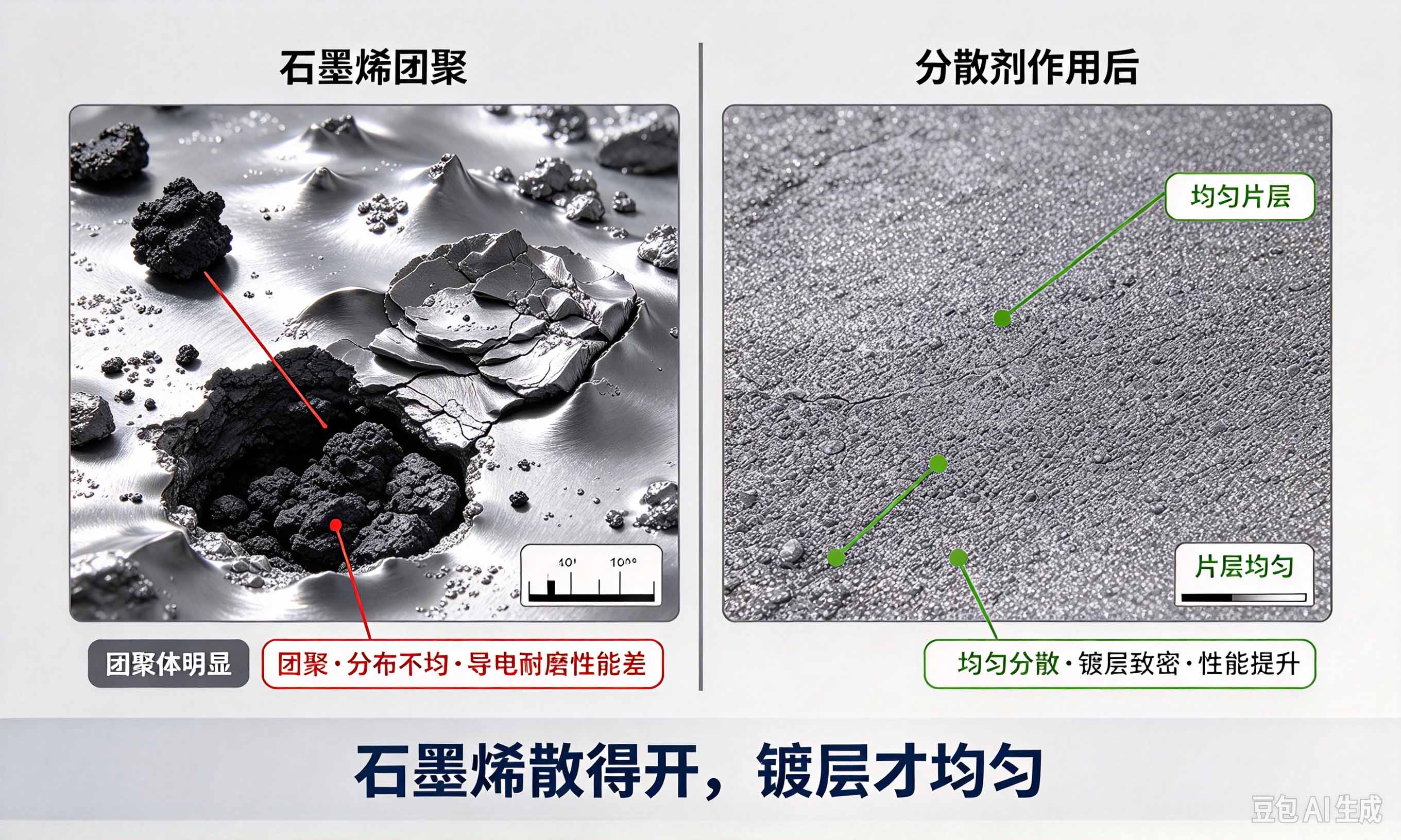 电镀分散剂石墨烯镀层分布对比