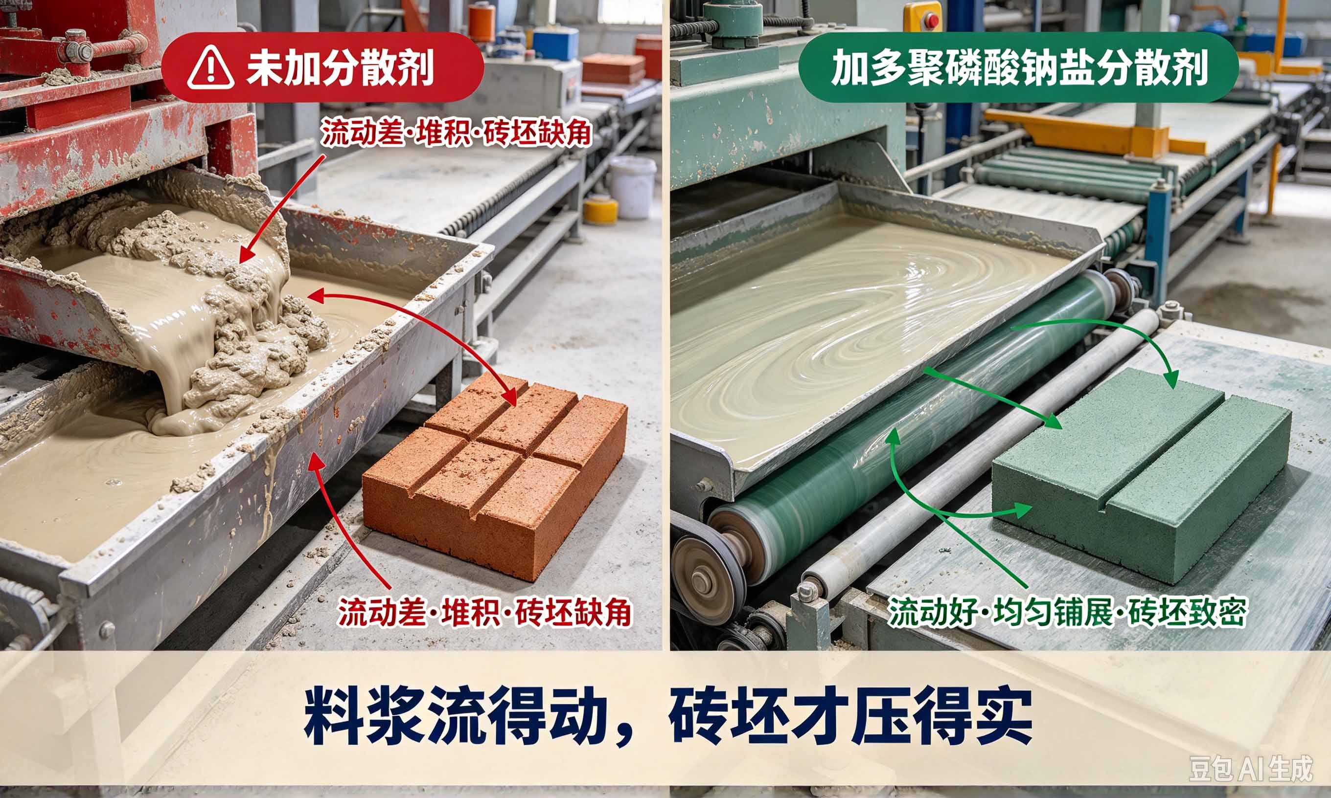 多聚磷酸钠盐分散剂陶瓷料浆流动性对比