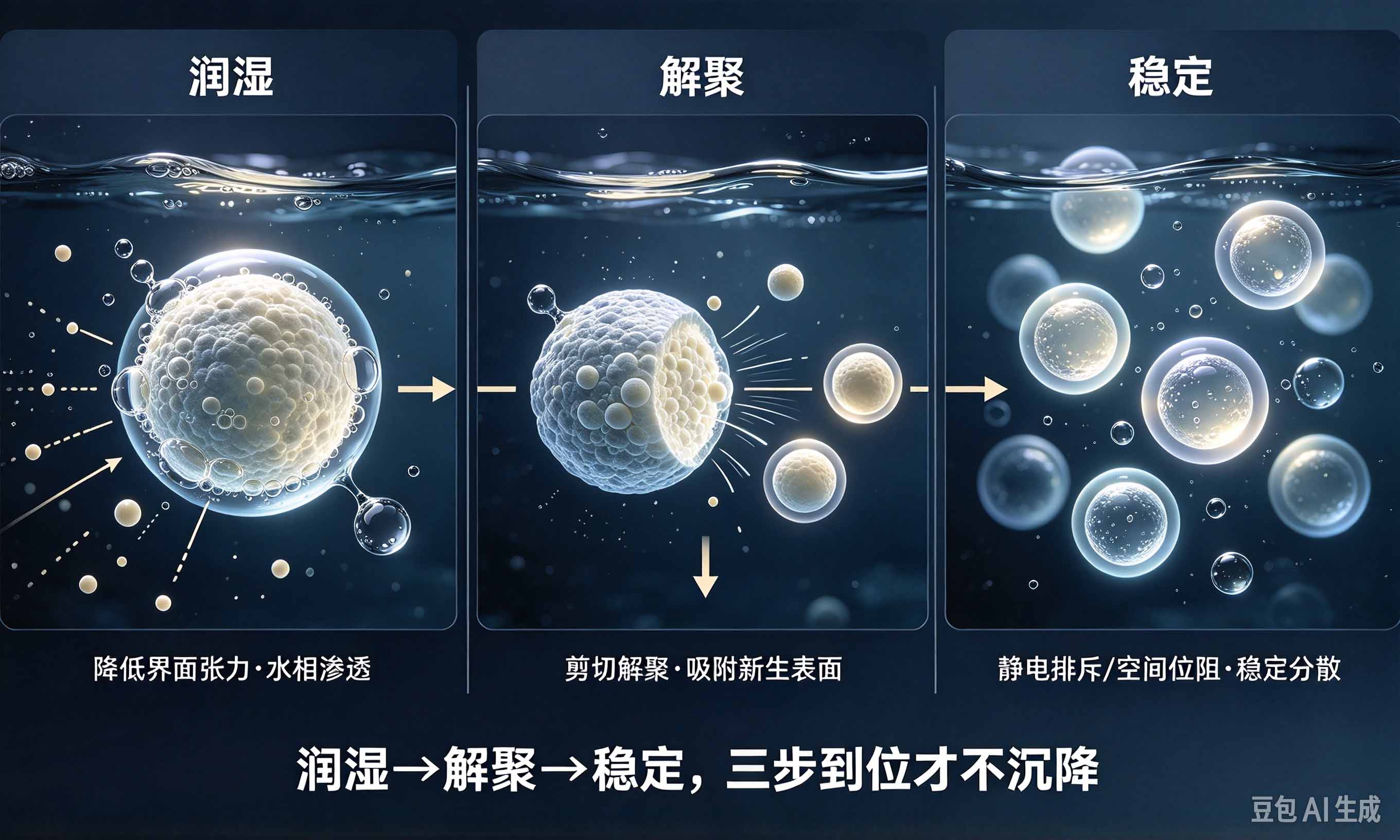 水溶胶分散剂三阶段稳定过程