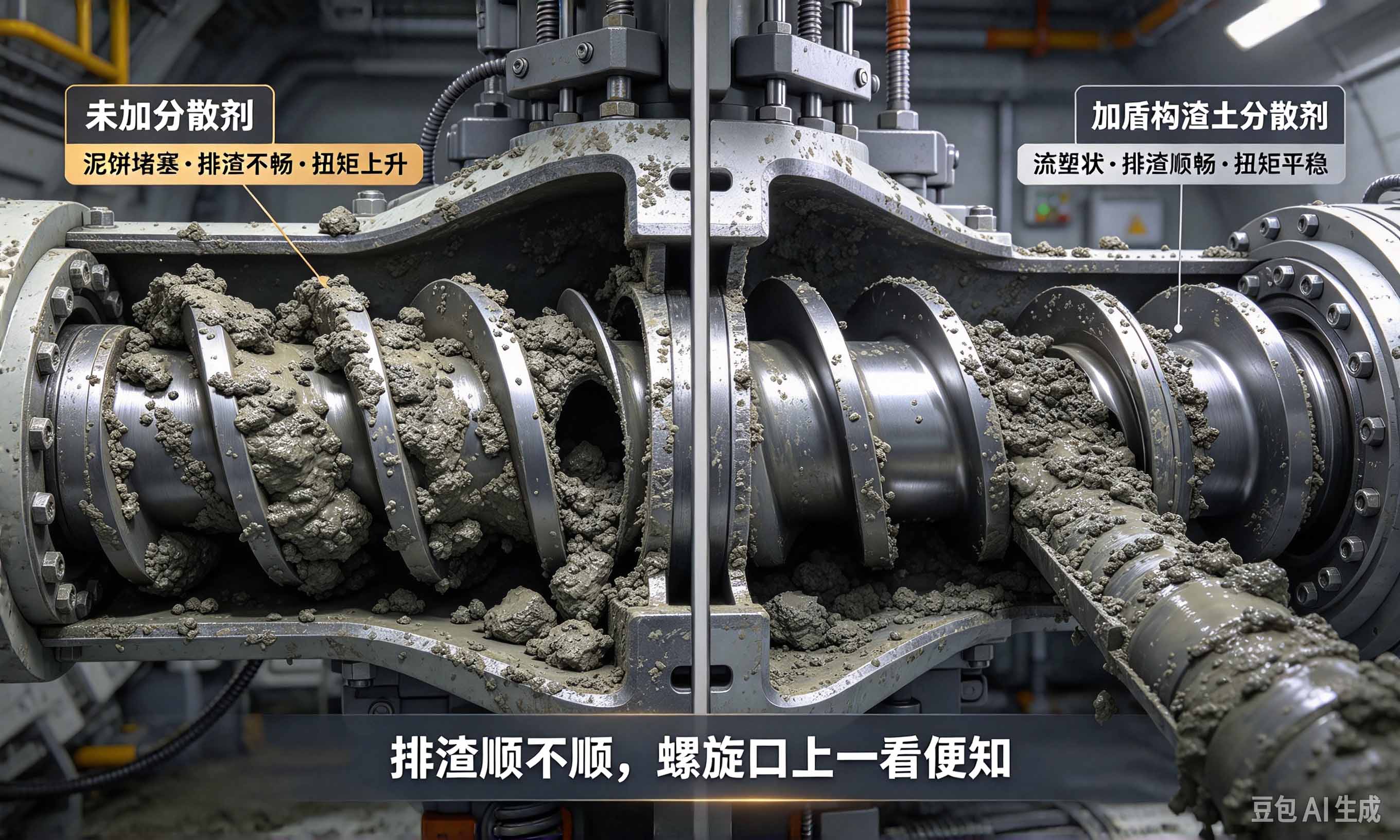 盾构渣土分散剂螺旋排渣对比