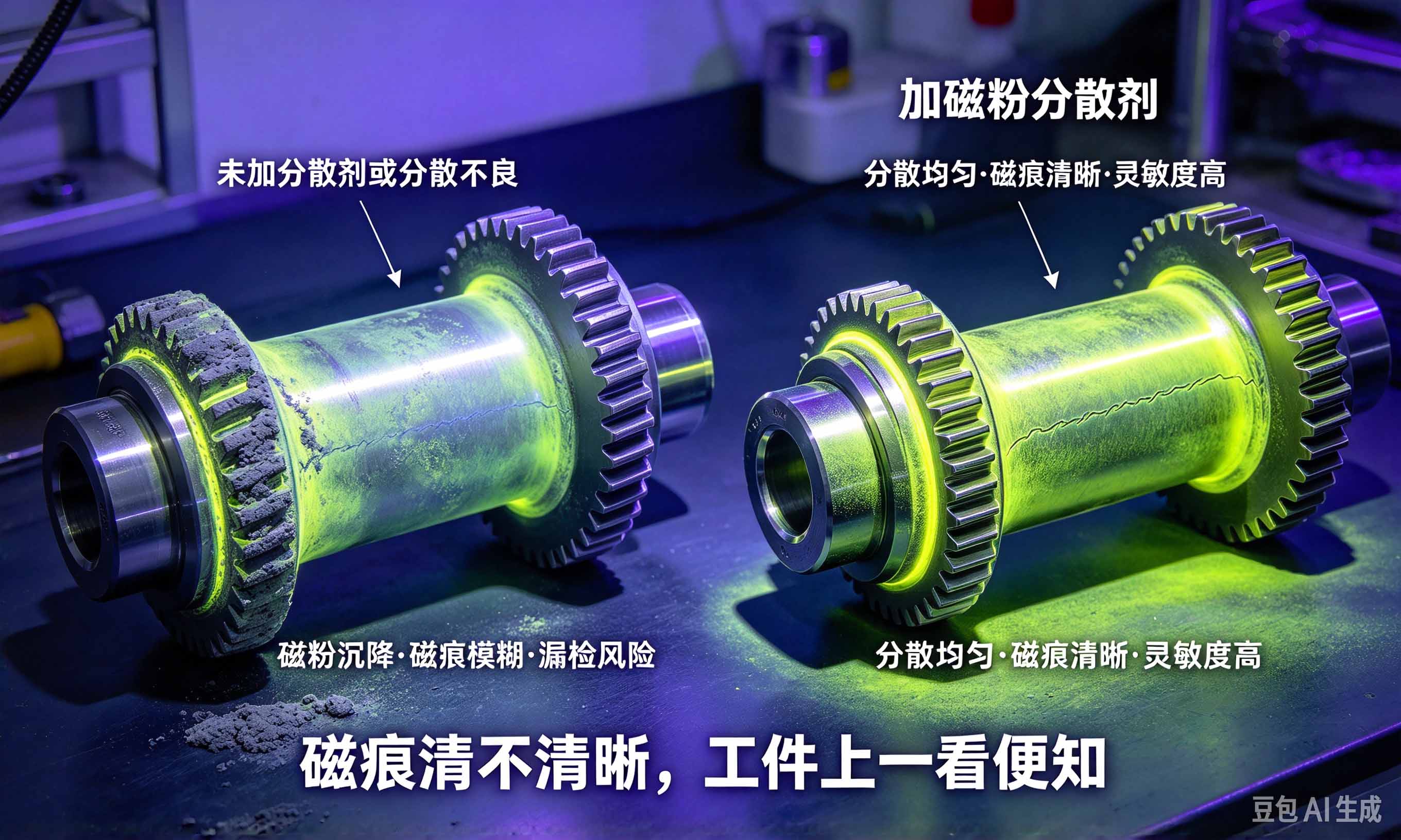 磁粉分散剂探伤磁痕显示对比