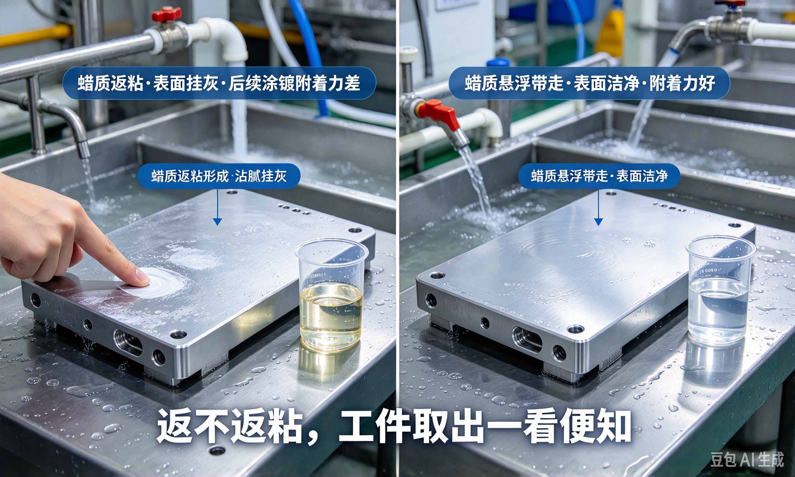 除蜡分散剂工件返粘挂灰对比