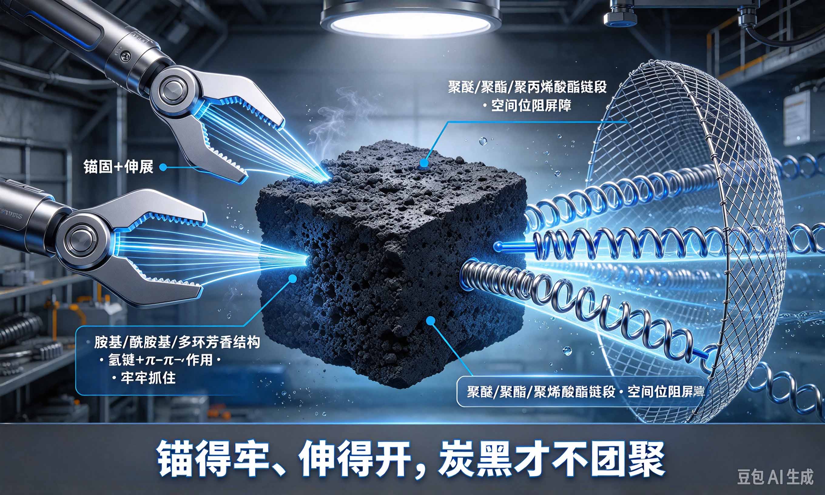 炭黑分散剂锚固与溶剂化链协同