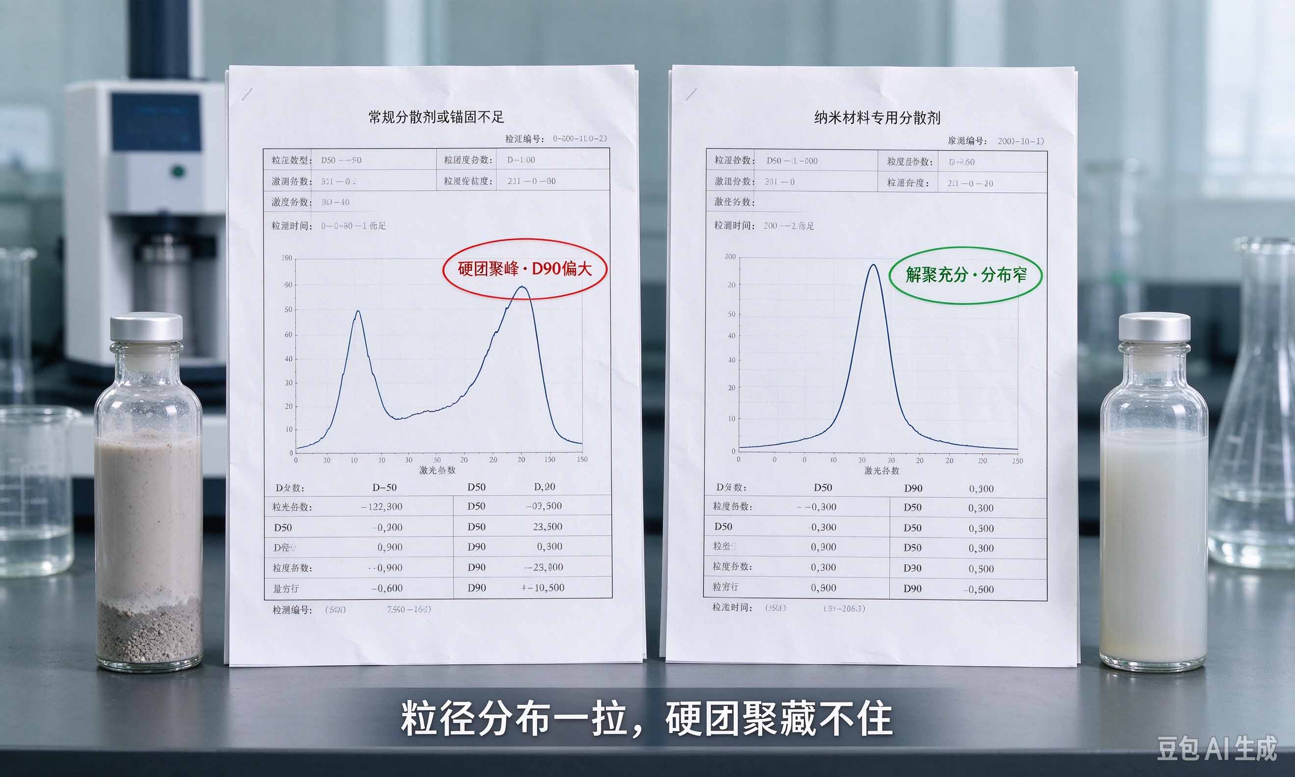 纳米材料分散剂粒径分布对比