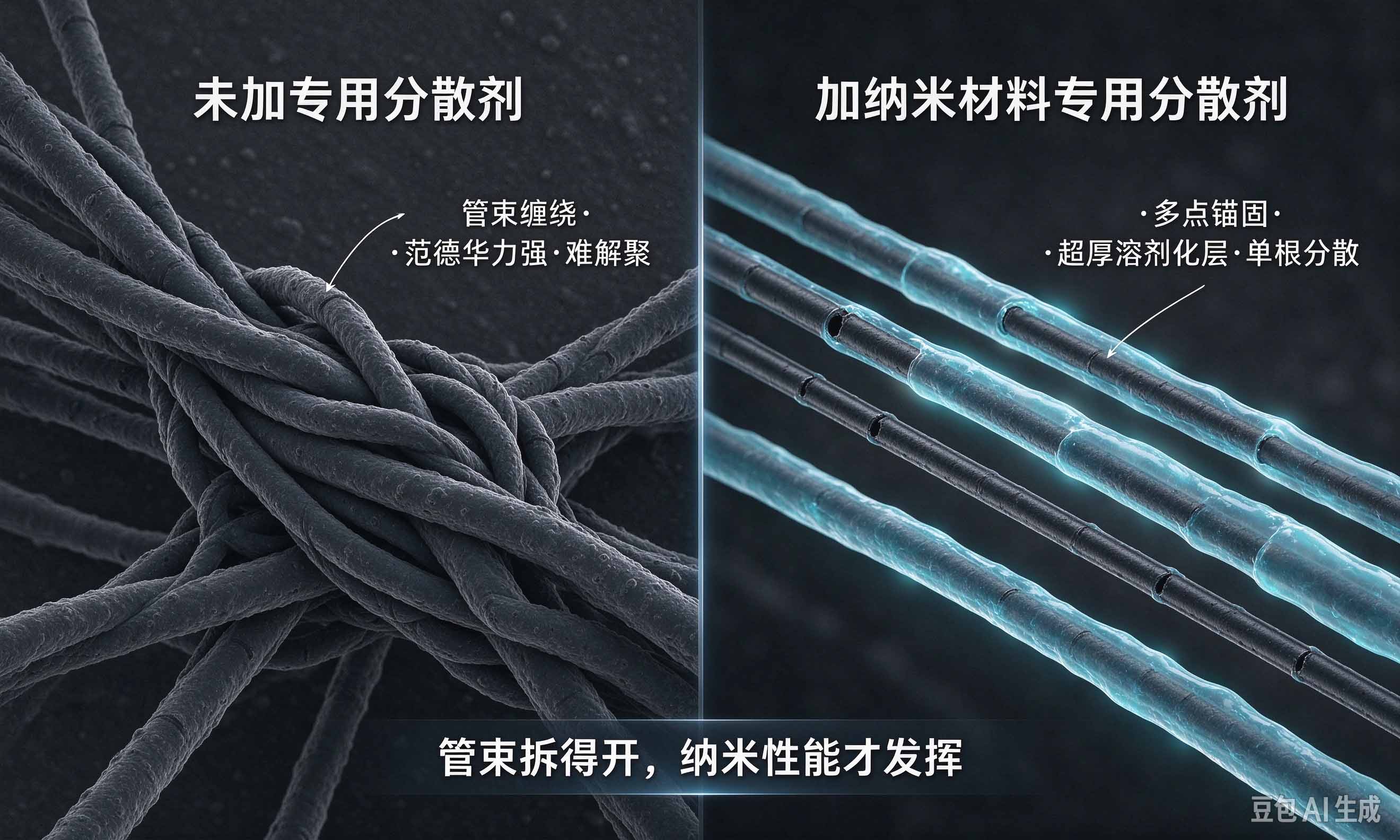 纳米材料分散剂碳纳米管解聚示意