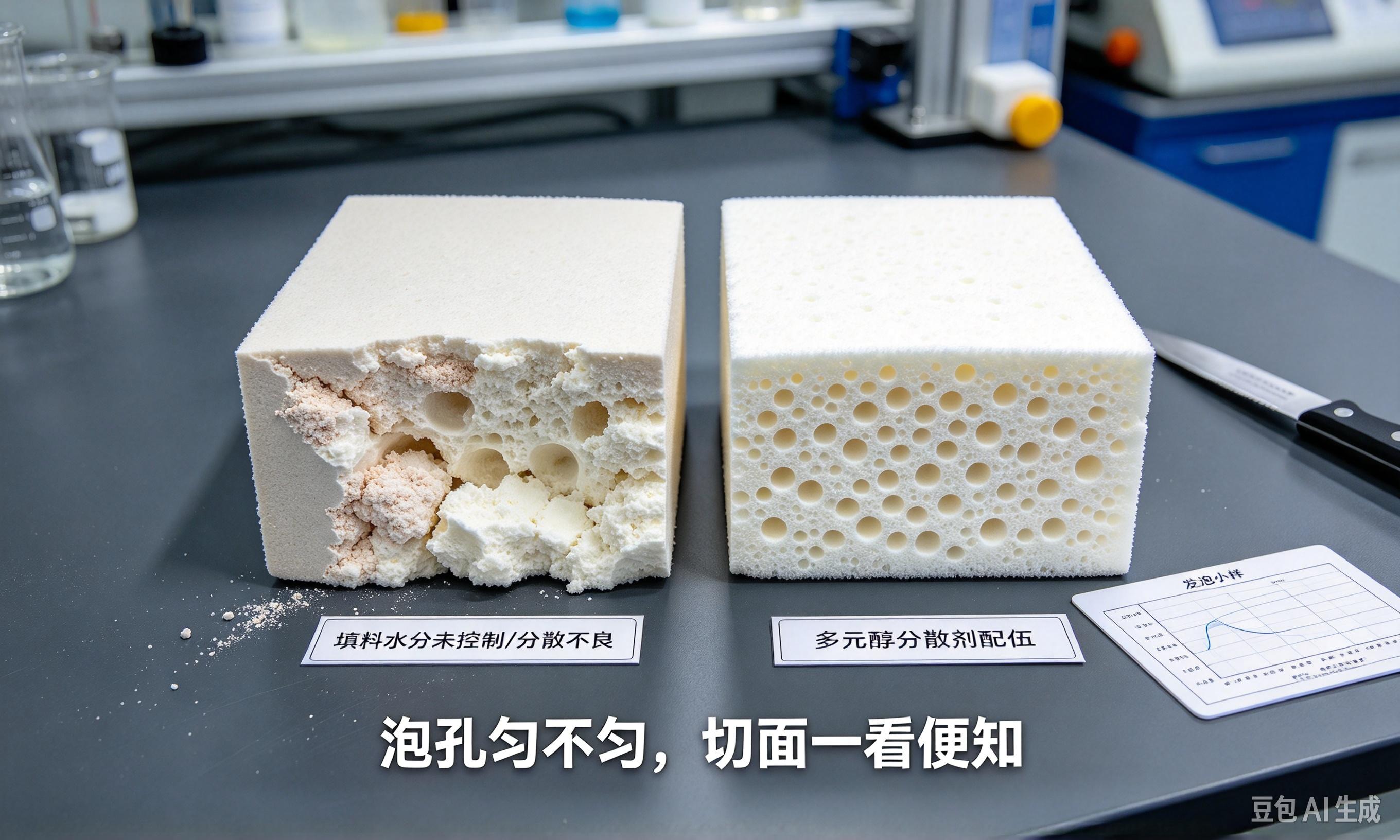 多元醇分散剂发泡泡孔对比
